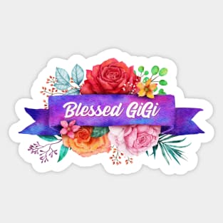 Blessed GiGi Floral Design with Watercolor Roses Sticker